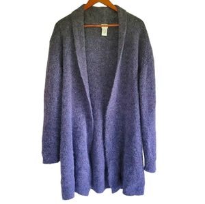 Eileen Fisher Mohair Long Women's Cardigan Sweater Purple Medium